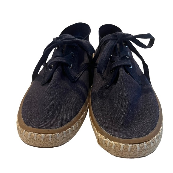 Sun Stone Zane Navy Denim Espadrille Sneaker Mens 8M W 9 Lace Up Beach Casual - Picture 3 of 13
